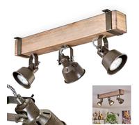 Plafonnier Pehefito, plafonnier moderne en métal/bois vert-gris/naturel, plafonnier au design industriel avec abat-jour réglables, 3 ampoules, 3 x GU10 sans ampoules
