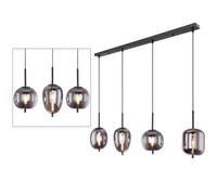 Plafonnier pendule en verre vintage salon suspension lampe fumée dans un ensemble comprenant des ampoules LED