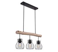 Plafonnier pendule rétro FILAMENT cage design poutre en bois suspension dans un ensemble comprenant des ampoules LED