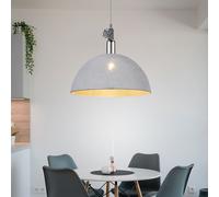 Plafonnier pendule suspension métal clair gris chrome antique salon salle à manger