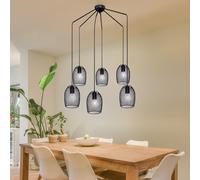 Plafonnier Pendule Tresse Lampe Salon Éclairage Design Lampe Suspendue Noir Globo 15395-6H