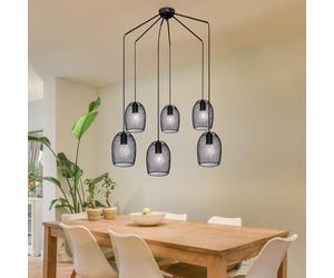 Plafonnier Pendule Tresse Lampe Salon Éclairage Design Lampe Suspendue Noir Globo 15395-6H
