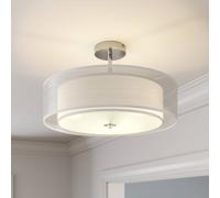 Plafonnier PIKKA Lindby, dimmable, blanc, Salon / Salle à manger, Textile / Tissu / Soie, Moderne, Plafonnier Tissu