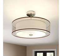 Plafonnier Pikka Lindby, dimmable, marron, Salon / Salle à manger, Textile / Tissu / Soie, Moderne, Plafonnier Tissu