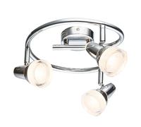 Plafonnier pivotant Spotrondell chrome verre cristaux Plafonnier, plastique métal, 3x LED 4W 240Lm blanc chaud, DxH 25x17 cm