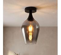 Plafonnier Plafond Lampe Salle À Manger Lampe Cuisine Verre Chromé Noir H 30Cm
