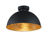 Plafonnier Plafonnier 1 flamme rond noir Lampe de salon, métal, noir, 1x douille E27, DxH 31x19 cm