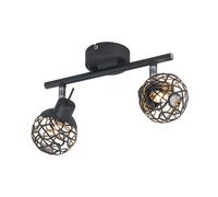 Plafonnier Plafonnier 2 lampes en aluminium design salle à manger maille aluminium gris design cristal, spots mobiles, 2x G9, LxlxH en cm: 25x8x14 cm