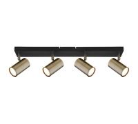 Plafonnier Plafonnier 4 flammes spot orientable noir avec spots orientables, métal laiton antique, 4x douilles GU10, LxPxH 56x6x12 cm