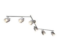 Plafonnier plafonnier 6 lampes spot bar orientable lampe de salon, métal velours argent, 6x E14 LxH 145x18 cm