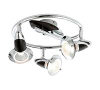 Plafonnier plafonnier à 3 lampes lampe de salon spot rond orientable, bois chromé marron foncé, 3x E14, PxH 30 x 17,5 cm