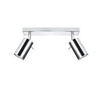 Plafonnier Plafonnier acier chrome 2 spots orientables salon