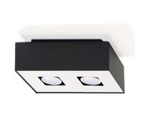 Plafonnier Plafonnier blanc noir acier 2 flammes L 24 cm salon cuisine