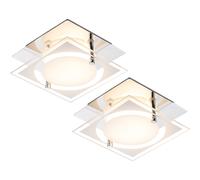 Plafonnier, plafonnier carré, lampe de couloir chromée, verre satiné, 1x LED 6W 400Lm blanc neutre, LxPxH 12 x 12 x 7 cm