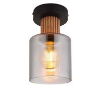 Plafonnier plafonnier chambre lumière 1 flamme lampe en bois verre fumée