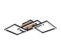 Plafonnier Plafonnier de salle à manger noir imitation bois avec éléments mobiles, métal, 1x LED 24 W 1450lm 3000K blanc chaud, LxlxH 70x31x12 cm