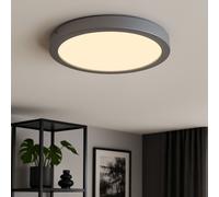 Plafonnier Plafonnier de salle de bains Panneau de montage chromé mat rond pour locaux humides, plastique métal, 1x LED 21,4W 2200lm 3000K blanc chaud, DxH 30x3,2 cm