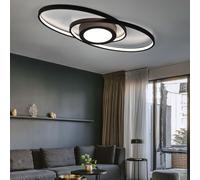 Plafonnier Plafonnier design chambre à coucher, interrupteur gradateur, métal moderne noir anthracite, 1x LED 28W 3400Lm 3000K, HxLxP 4x57x23 cm
