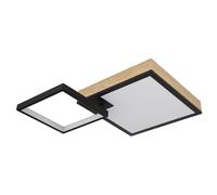 Plafonnier plafonnier design lampe en bois lampe de salon, effet arc-en-ciel dimmable télécommande mobile CCT, LED 21W 1000Lm blanc chaudblanc froid, LxlxH 60x41x10cm