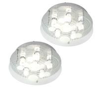 Plafonnier plafonnier en verre satiné 6 ampoules plafonnier de salon, 6x douilles GU10, DxH 33x12,5 cm, lot de 2