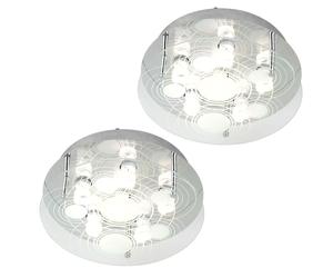 Plafonnier plafonnier en verre satiné 6 ampoules plafonnier de salon, 6x douilles GU10, DxH 33x12,5 cm, lot de 2