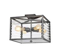 Plafonnier plafonnier industriel verre salon lumière noir 4 ampoules