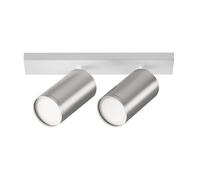 Plafonnier plafonnier lampe de salle à manger 2 flammes aluminium argent blanc réglable