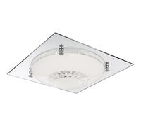 Plafonnier plafonnier lampe de salon lampe de chambre lampe de couloir, cristaux de verre verre miroir chromé clair, LED 12W 960Lm blanc neutre, LxlxH 31,5x31,5x8,5cm