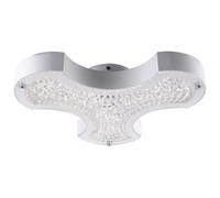 Plafonnier plafonnier lampe de salon lampe de chambre lampe de salle à manger lampe de couloir, cristaux de verre en métal blanc, LED 12W 1020Lm 4000K blanc neutre, L 37 cm