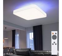 Plafonnier plafonnier lampe de salon, rétroéclairage RVB télécommande dimmable veilleuse CCT, cristaux acryliques blancs, 24W 960Lm 3000-6000K, LxlxH 40x40x10,5cm
