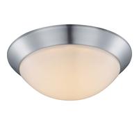 Plafonnier plafonnier lampe design lampe de salon opale satiné rond, métal plastique, 1x LED 12 watts 960 lumens blanc chaud, DxH 26x10 cm