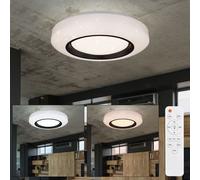 Plafonnier plafonnier lampe d'intérieur acrylique métal blanc opale noir dimmable avec télécommande, décor scintillant, circuit CCT, 1x LED 40 watt 2620 lumens blanc chaud / froid, DxH 50x11cm