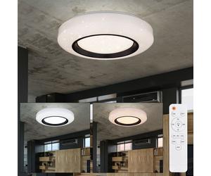 Plafonnier plafonnier lampe d'intérieur acrylique métal blanc opale noir dimmable avec télécommande, décor scintillant, circuit CCT, 1x LED 40 watt 2620 lumens blanc chaud / froid, DxH 50x11cm