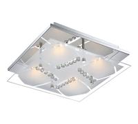 Plafonnier plafonnier lampe en cristal lampe de salon lampe de salon, cristaux de verre chromé clair, LED 4W 1600Lm blanc chaud, LxlxH 30x30x8,4cm