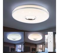 Plafonnier plafonnier lampe étoile en métal, chrome, IP20, télécommande, dimmable, couleurs fixables, 1x LED 60 watt 4800 lumens blanc chaud à la lumière du jour