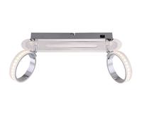 Plafonnier Plafonnier LED à 2 lampes chrome lampe de chambre spots mobiles, 2x 5W 2x 350lm blanc chaud, LxH 16,5x35 cm