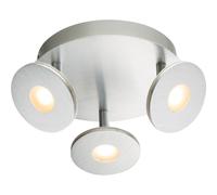 Plafonnier Plafonnier LED à 3 lampes, spot lumineux de salon orientable, aluminium brossé plastique opale, 3x 6W 3x 420lm blanc chaud, DxH 25x11,9 cm