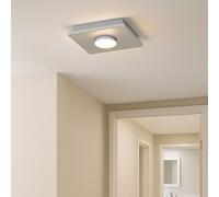 Plafonnier Plafonnier LED blanc lampe de salon 3 -gradateur à gradins, métal argent, 1x LED 4W 360Lm blanc chaud, LxPxH 17x17x4 cm