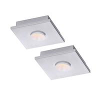 Plafonnier Plafonnier LED blanc Lampe de salon Variateur à 3 niveaux, métal argenté, 1x LED 4W 360Lm blanc chaud, LxlxH 17x17x4 cm, lot de 2