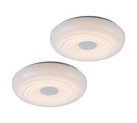 Plafonnier plafonnier LED rond blanc lampe de salle à manger en blanc, métal acrylique, 1x LED 15W 1240lm 3000K blanc chaud, DxH 35x8,5 cm, lot de 2