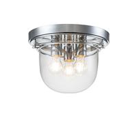 Plafonnier plafonnier salon 3 lampes acier chromé verre clair