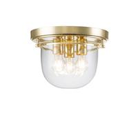 Plafonnier plafonnier salon 3 lampes acier laiton verre clair