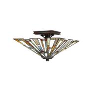 Plafonnier plafonnier salon acier bronze mosaïque verre résine 2xE27