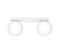 Plafonnier plafonnier salon acier verre blanc 2 lampes L 34,5 cm