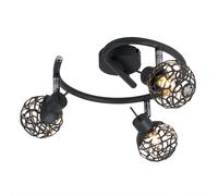 Plafonnier plafonnier salon boule grise aluminium maille cristal lampe spot cocarde, spots mobiles, 3x G9, D 25 cm