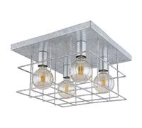 Plafonnier plafonnier salon lampe de couloir lampe de salle à manger, forme grille zinc, 4 ampoules, E27, H 26 cm