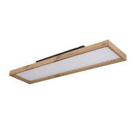Plafonnier plafonnier salon lampe en bois chambre à coucher, fixation couleur CCT, aspect bois maison de campagne blanc, 1x LED 24W 1500Lm 2700-6500K, HxLxP 8,5x80x20