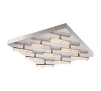 Plafonnier plafonnier salon lumière chambre à coucher, 9 spots d'ampoule mobiles, nickel satiné mat, LED 2,9W 1665Lm blanc chaud, LxPxH 55x55x9cm