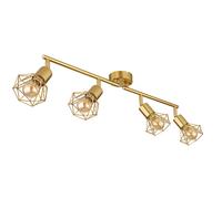 Plafonnier plafonnier salon lumière salle à manger lampe spot, métal doré, 4 spots d'ampoule mobiles E14, H 19,5 cm