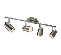 Plafonnier plafonnier spot bande lumineuse salon, spots 4 flammes mobiles, acier chromé clair, 4x LED 4W 320Lm 3000K, LxlxH 58x8x15,5cm